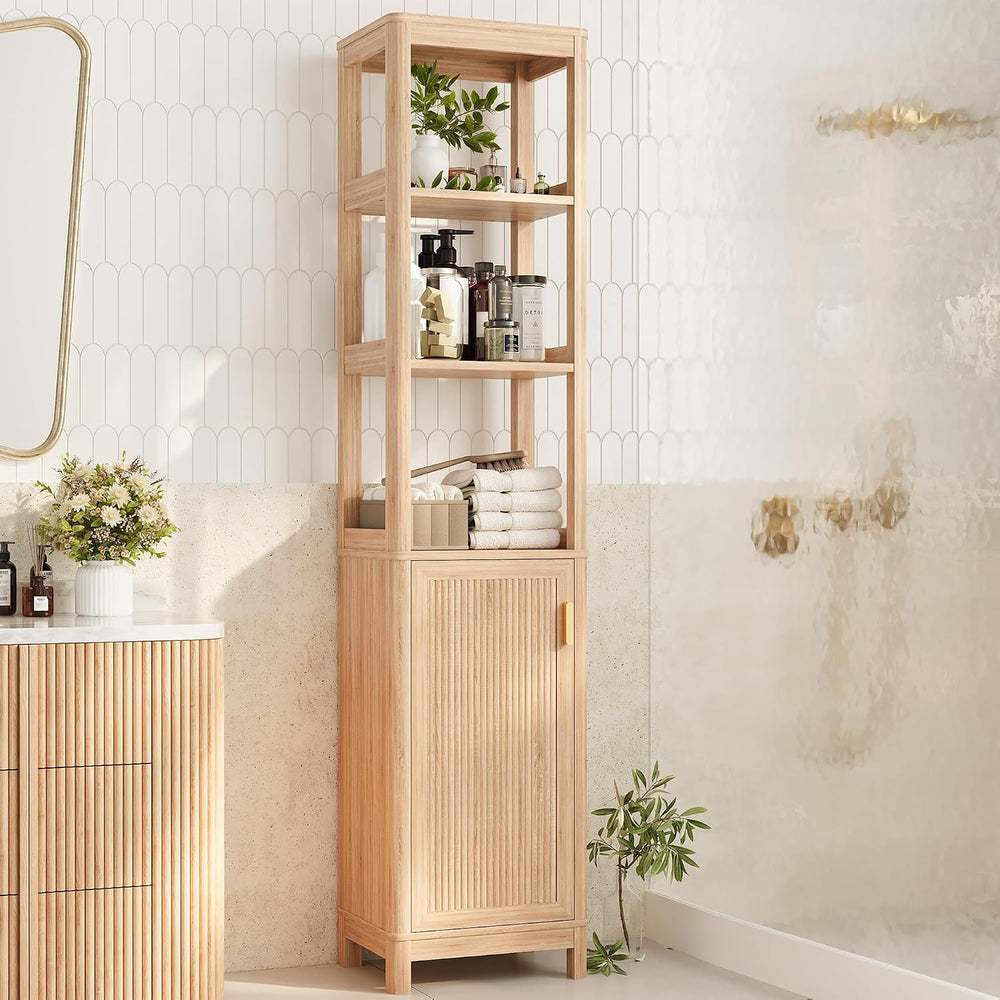 68'' Tall Narrow Storage Cabinet with Adjustable Shelf and Door, Bath...