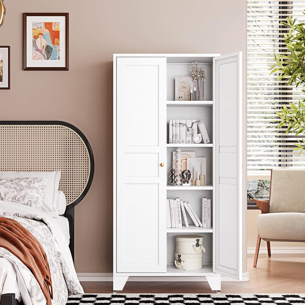 Letaya White Storage Cabinet with Feets-Metal Home Kitchen Pantry Cabinets wi...