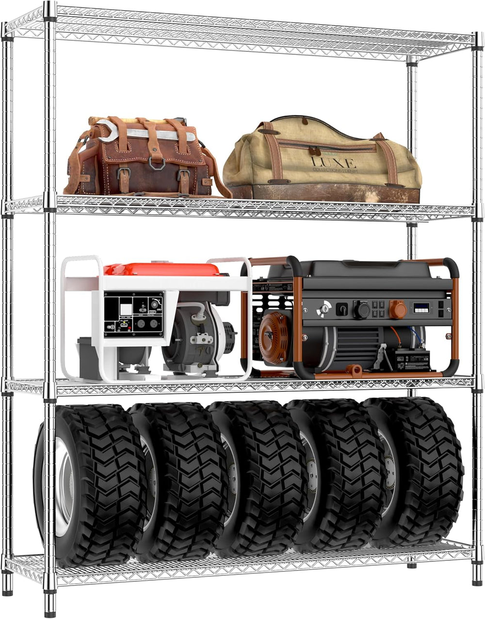 IZEUK 3400 LBS Garage Shelving Wide Storage Shelves 4 Tier Metal Shelves Heavy