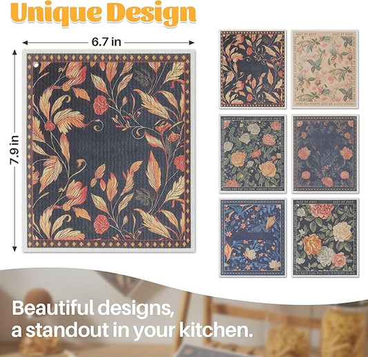JOYMOOP 12 Pack Decorate Cleaning Cloth, Reusable Absorbent Dish Towels - Image 2