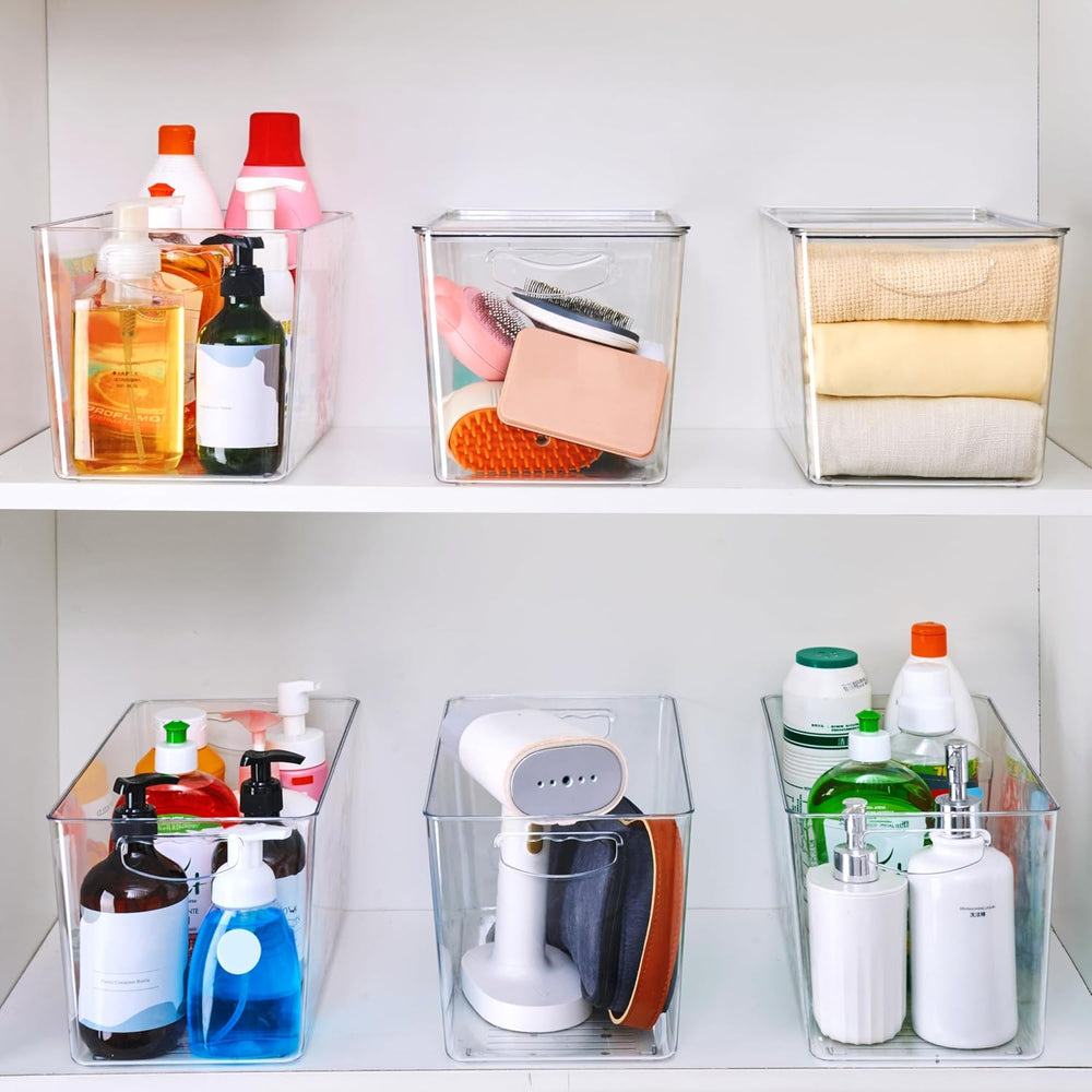 theaoo XLarge Clear Storage Bins with Lids, Stackable Containers, 6 Pack