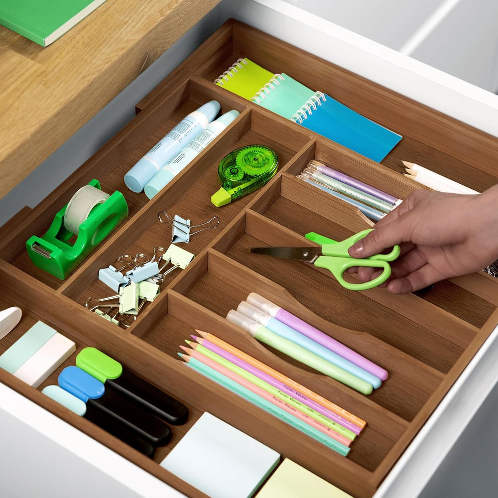 ROYAL CRAFT WOOD Luxury Bamboo Kitchen Drawer Organizer - Silverware Organize...