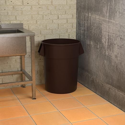 55 Gallon Brown Round Commercial Trash Can - Image 4