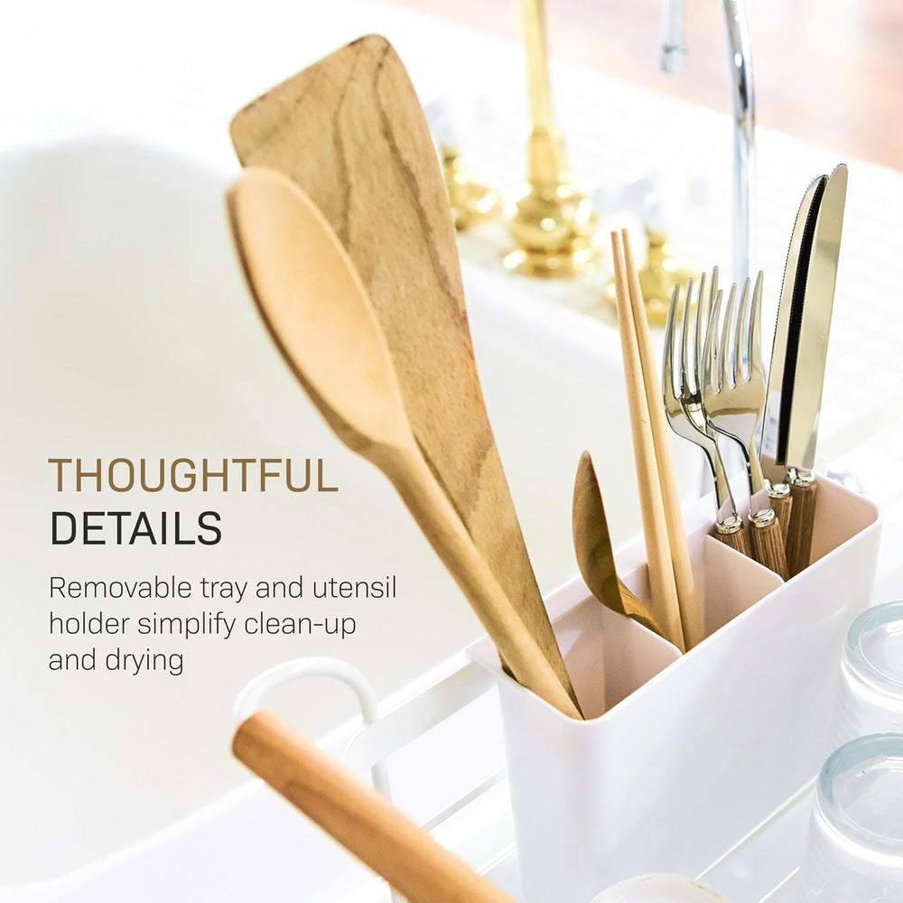 YAMAZAKI Home Dish Drying Rack – Modern White Dish Rack for Kitchen Counter w...
