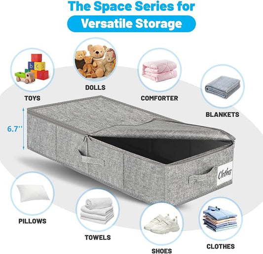Under Bed Storage Container Bins 2 Pack, Low Profile Foldable Underbed Clothes - Image 2