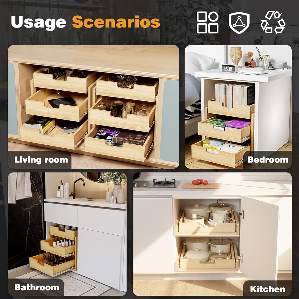 Pull Out Cabinet Organizer, 20''W×21''D Sliding Drawers for C...