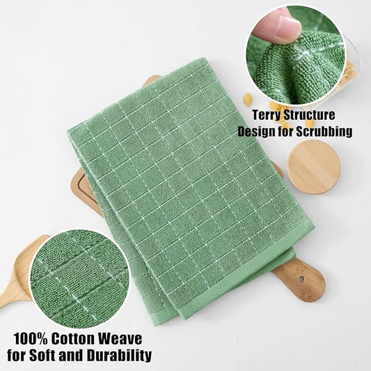 Homaxy 100% Cotton Terry Kitchen Towels, Checkered Designed, Soft and Super - Image 2