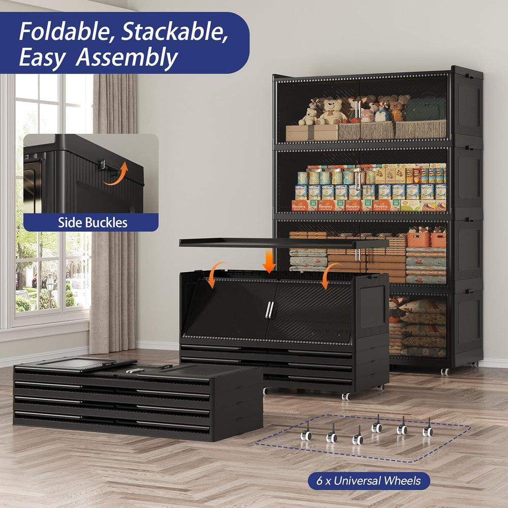 1280QT Storage Bins with Lid Extra Large Stackable Closet Organizer Plastic C...
