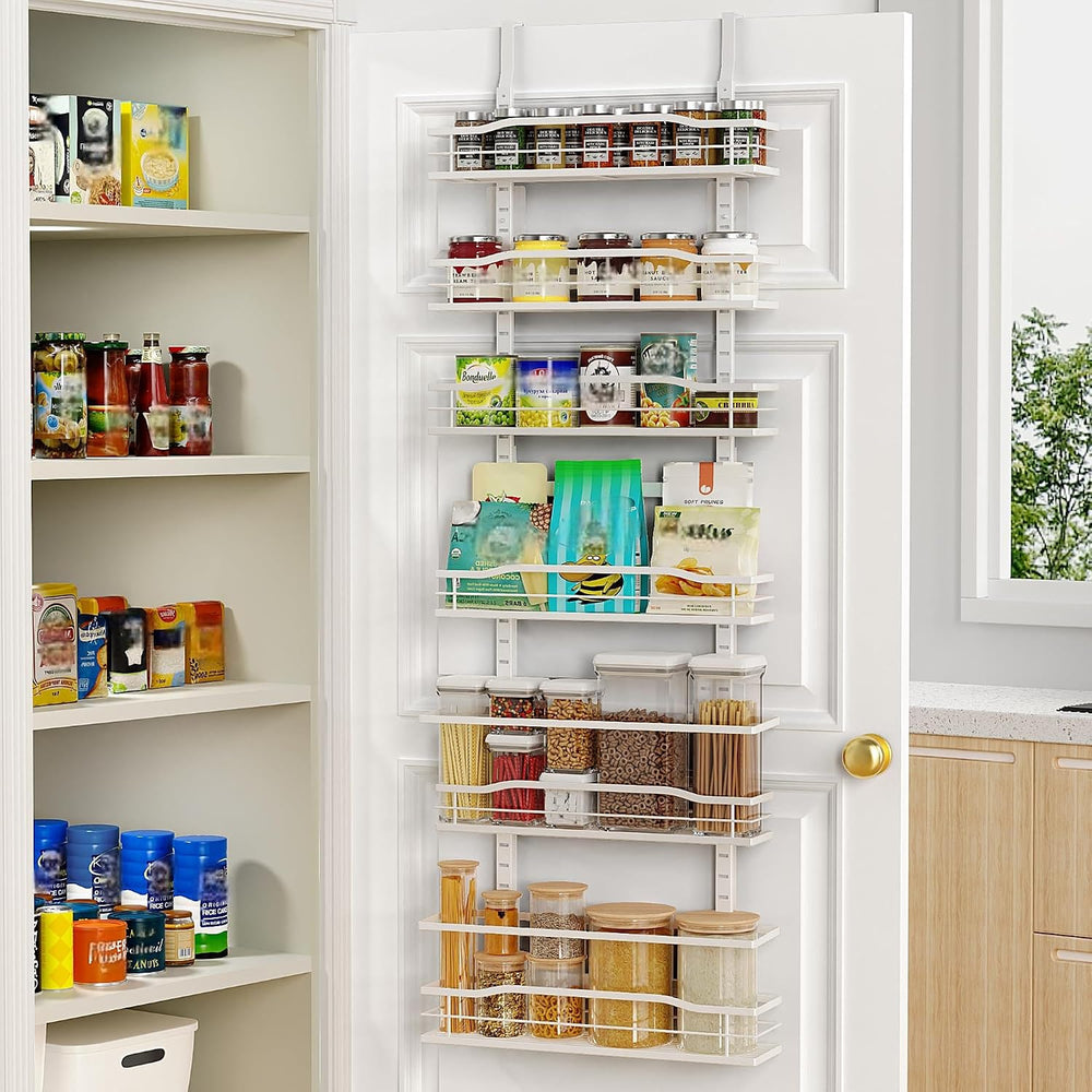Moforoco White 6-Tier Over Door Pantry Organizer, Pantry Organization Storage...