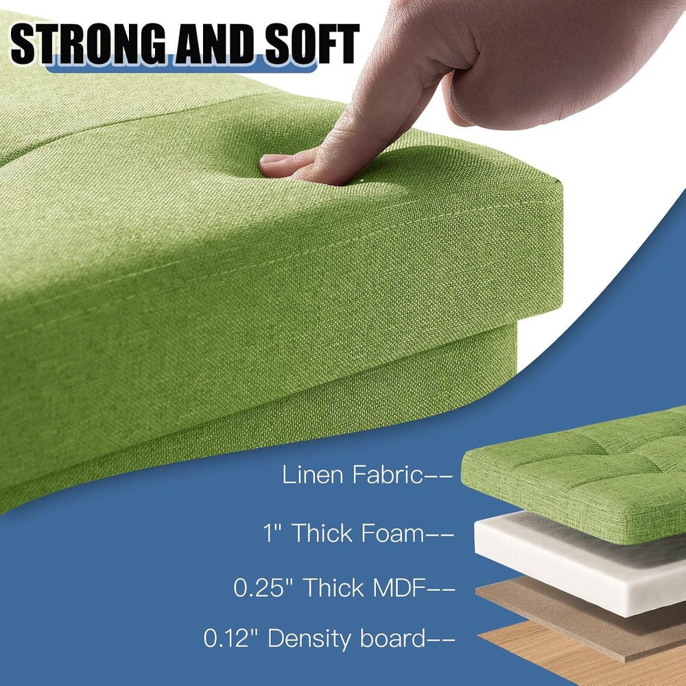BRIAN & DANY 15 Inches Ottoman with Storage, Square Small Storage Ottoman...