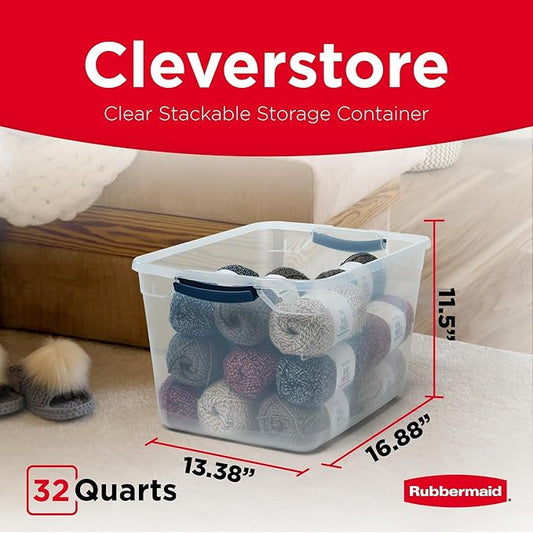 Rubbermaid Cleverstore Clear 32 Qt, 6 Pack Stackable Plastic Storage Bins - Image 2