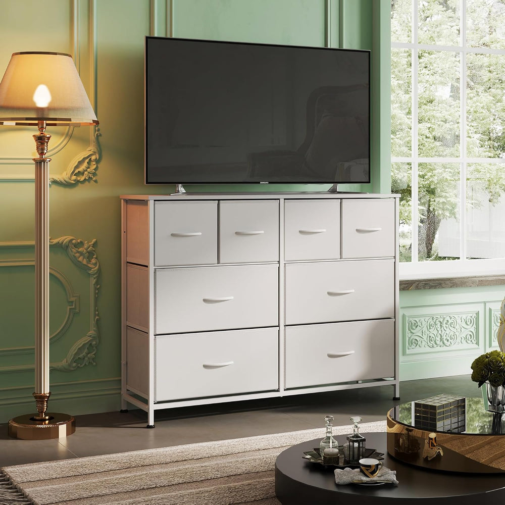 WLIVE Wide Dresser for Bedroom, 8 Drawer Chest of Drawers, White