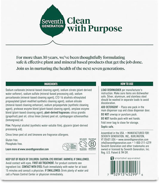Seventh Generation Dishwasher Detergent Packs Lemon scent 2 Pack - Image 2