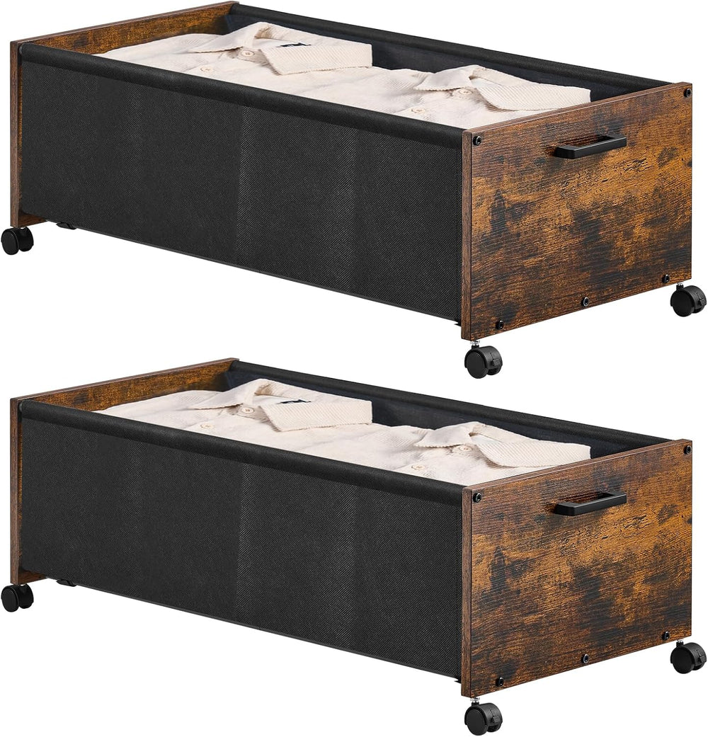 FOUCSSOMEI Under Bed Storage with Wheels, Wooden Under Bed Drawers On Wheels,...