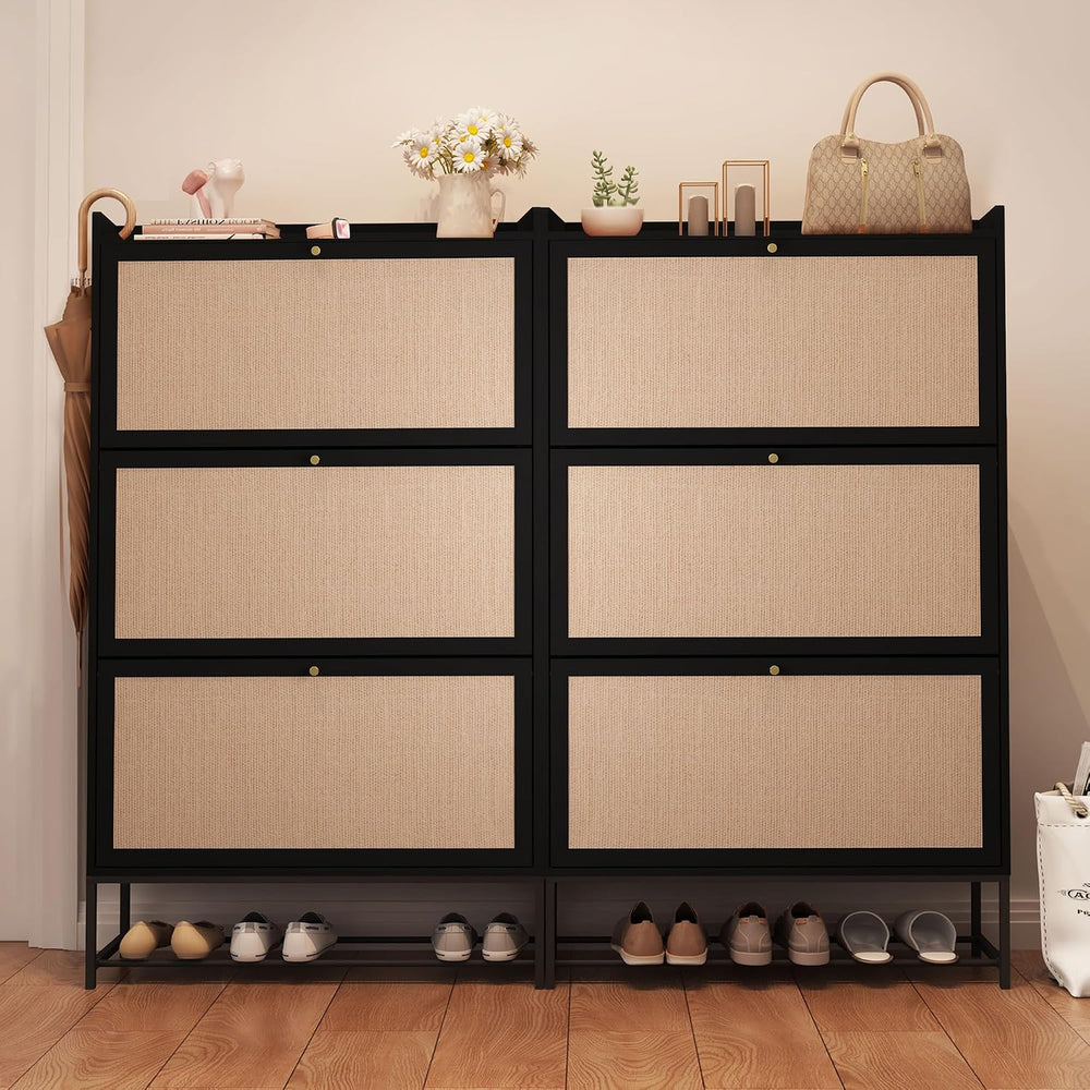 AVZEAR Shoe Cabinet, Shoe Cabinet Freestanding Tipping Bucket Shoe Rack Organ...