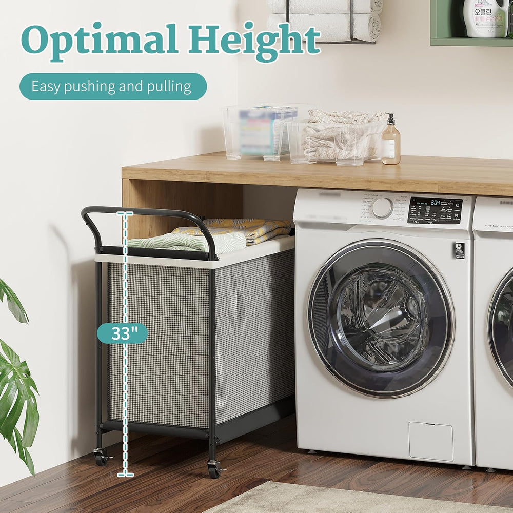 Laundry Hamper 3 Section, Laundry Basket with Wheels-165L, Removable Washable...