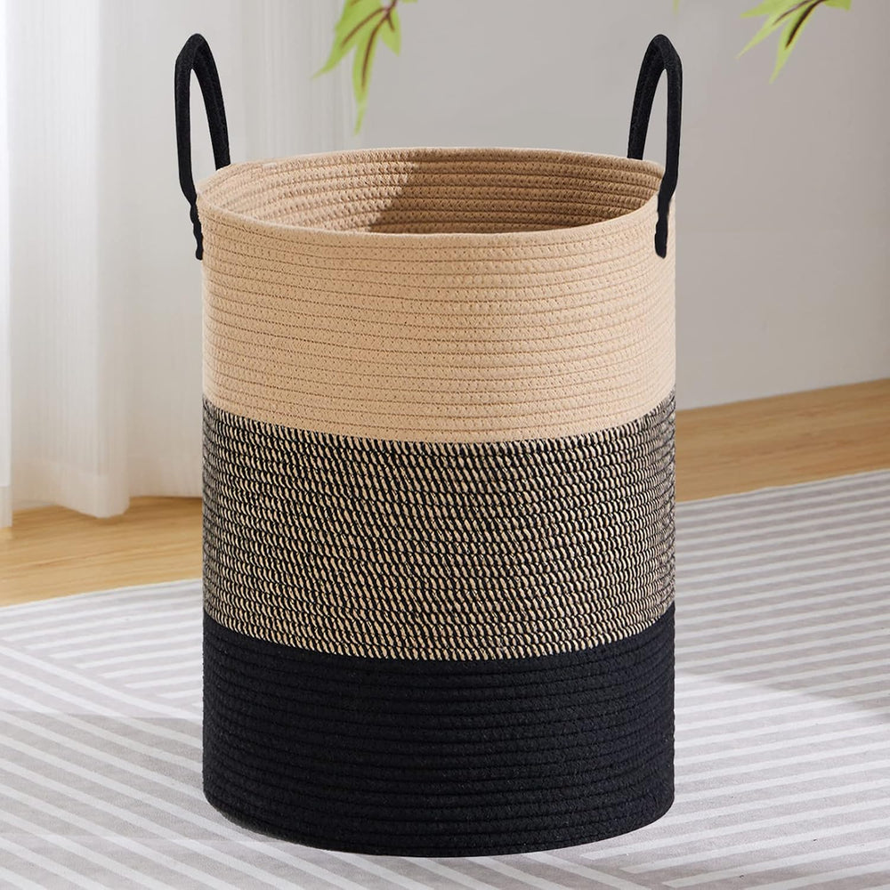 VIPOSCO Large Laundry Hamper, Tall Woven Rope Storage Basket