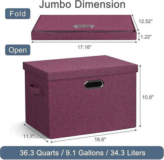 Large 17" 36 Quart Collapsible Stackable Storage Bins - Image 2
