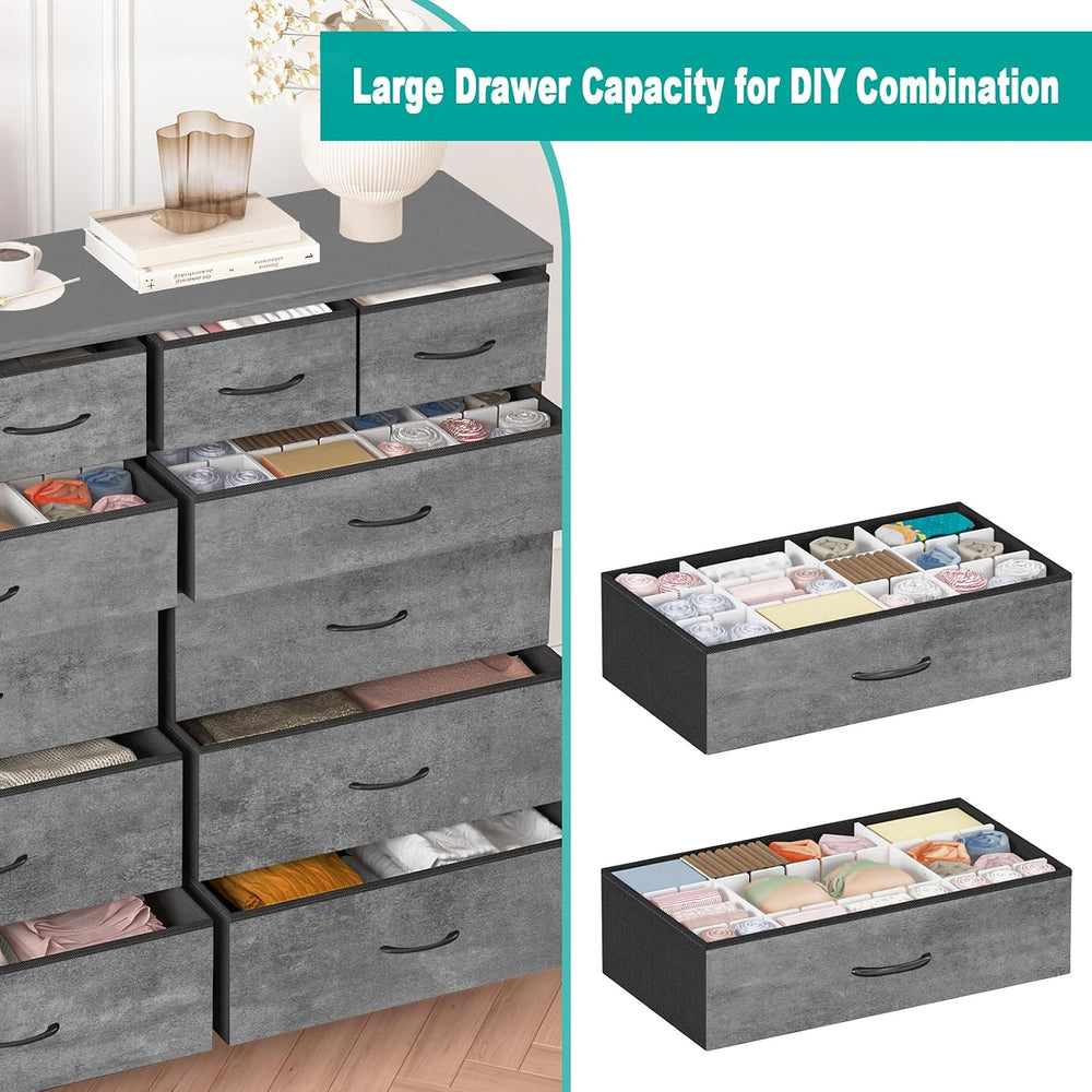 VASICAR Dresser for Bedroom with 12 Deep Drawers, Wide Chest of Drawers