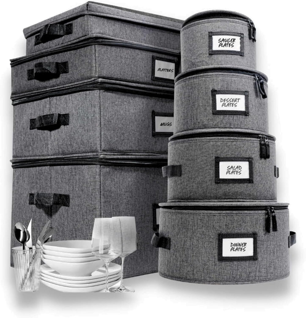 HOMELUX THEORY 8pc China Storage Containers for Dinnerware with Lid