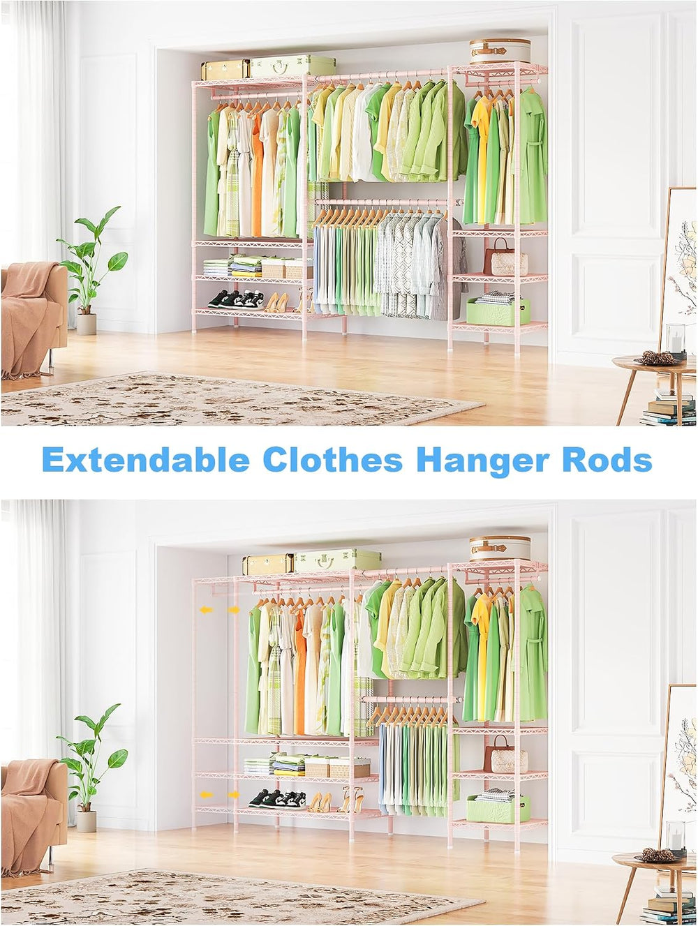 Ulif E11 Heavy-Duty Closet Garment Rack, Metal Clothes Rack, Load 1034lbs