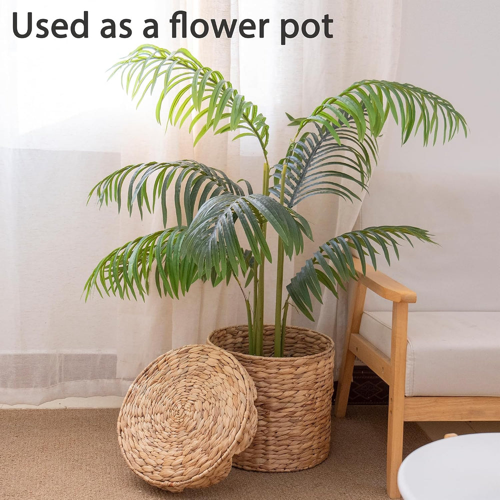 Small Round Water hyacinth Wicker Laundry hamper basket with lid