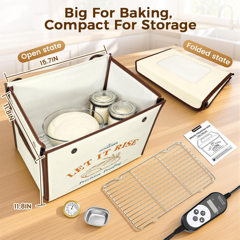Folding Bread Proofing Box, Precise 50-131°F Temp & 72H Timer Control