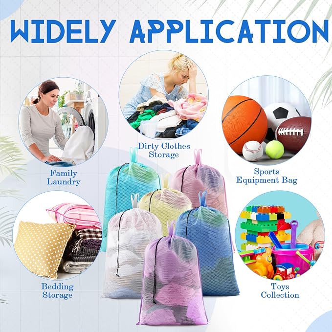 6 Pack 24 x 36 Inches Colorful Mesh Laundry Bag - Image 7