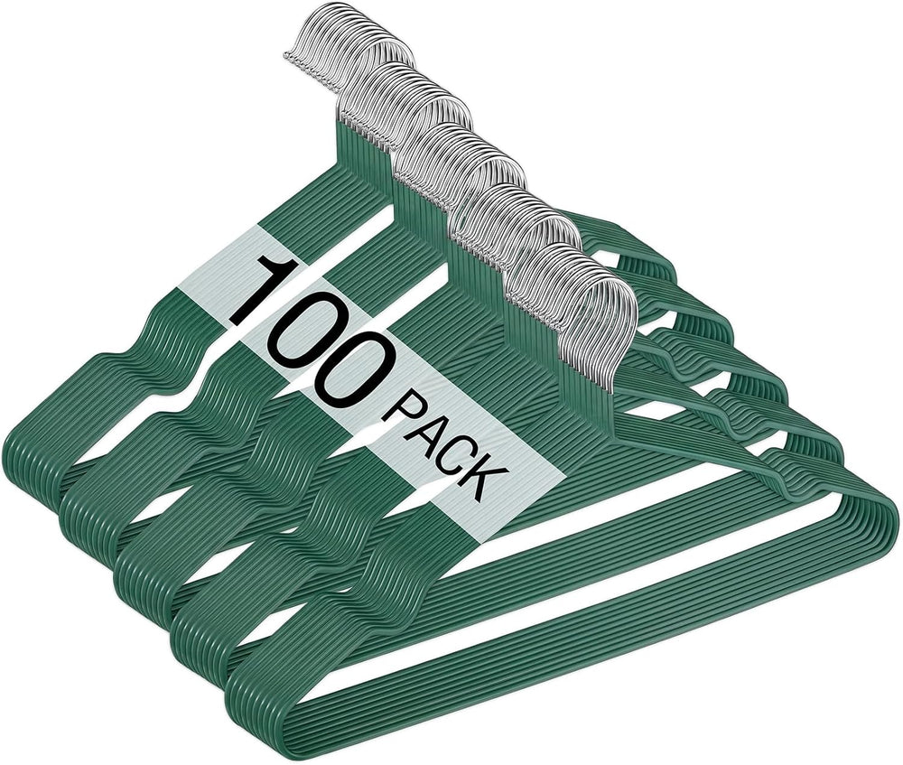 Wesiti 100 Pcs Metal Wire Non Slip Hangers for Clothes Space Saving Hanger St...