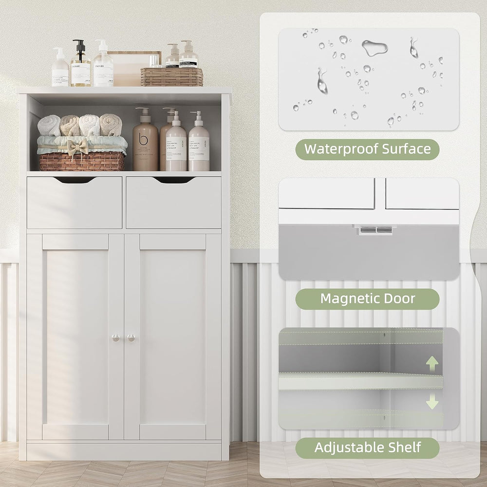 Shintenchi Floor Storage Cabinet, Bathroom Storage Organizer with Doors and D...
