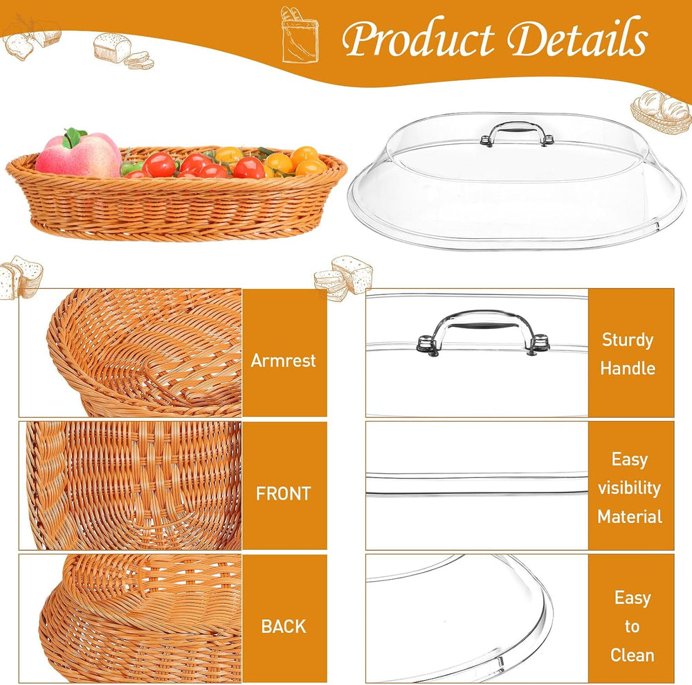 Hushee 2 Set Bread Basket with Lid,13.78 x 9.84 Inch, 15.75 x 11.81 Inch