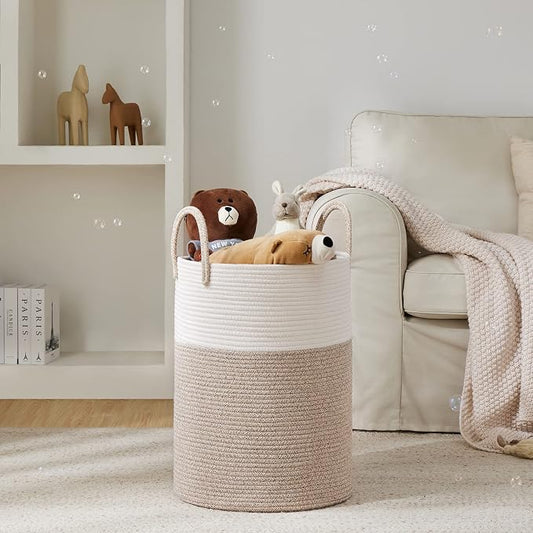 YOUDENOVA Woven Rope Laundry Hamper Basket, 72L Tall Luandry Basket, Baby - Image 2