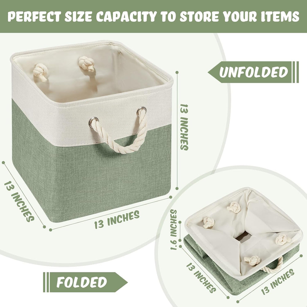6 Pack 13x13 Inch Cube Storage Bins Fabric Square Cube Basket, Dark Morandi