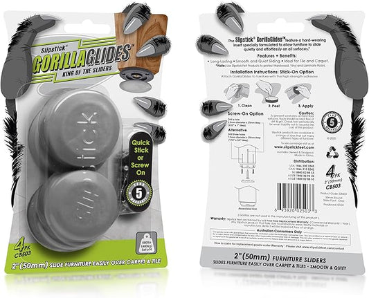 GorillaGlides CB503 2 Inch Furniture Sliders/Screw On Glide Floor Protectors - Image 2