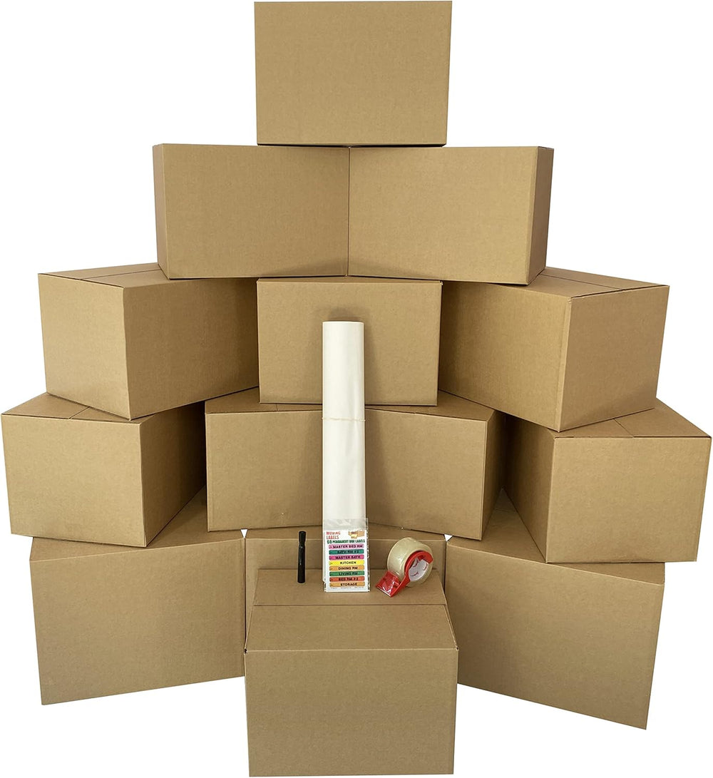 Uboxes Moving Boxes 1 Room Bigger Moving Kit - 14 Boxes Plus Supplies & T...