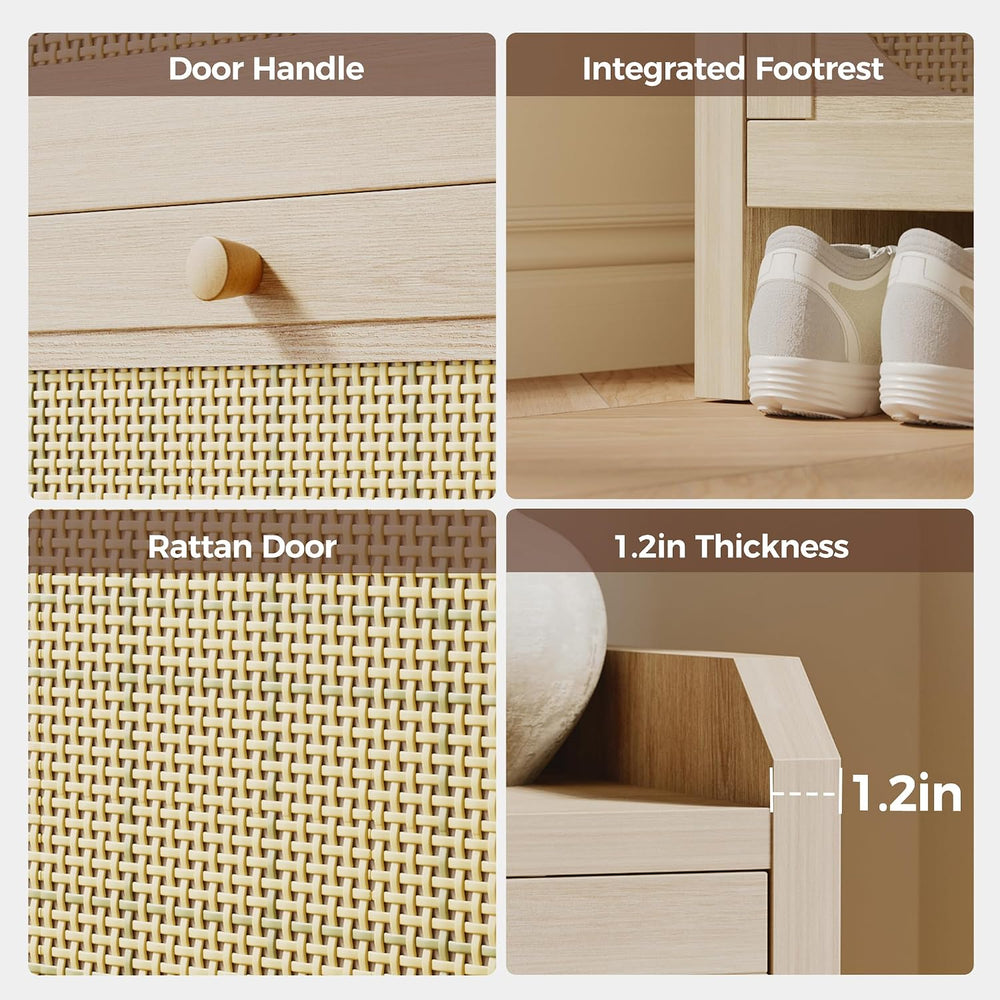 Mericonia Shoe Cabinet Storage for Entryway with 2 Flip Drawers(3-Tier), Ratt...