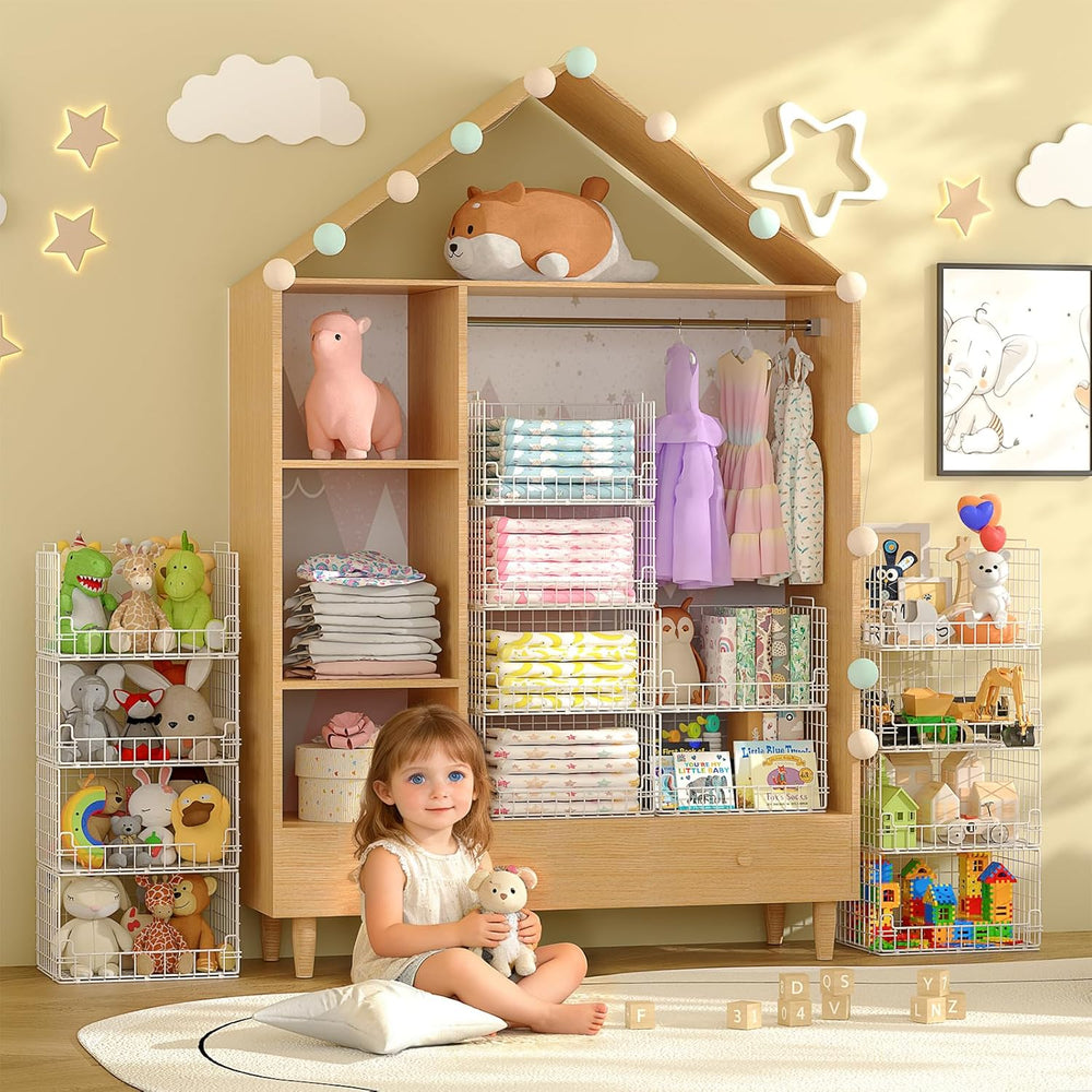 4-Tier Stackable Closet Organizers and Storage Basket - Foldable Closet Shelf...