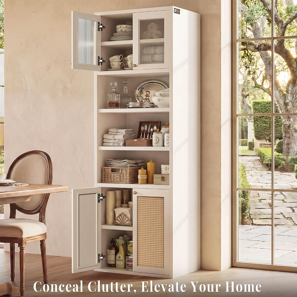 71.7" H Tall Bathroom Floor Storage Cabinet with 4 Doors