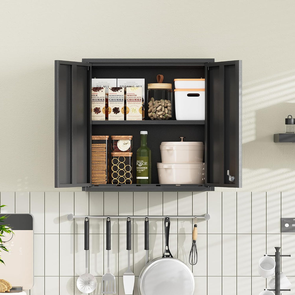 Garage Wall Cabinet,26”W Metal Wall Cabinet with Locking Doors and Handle,Wal...