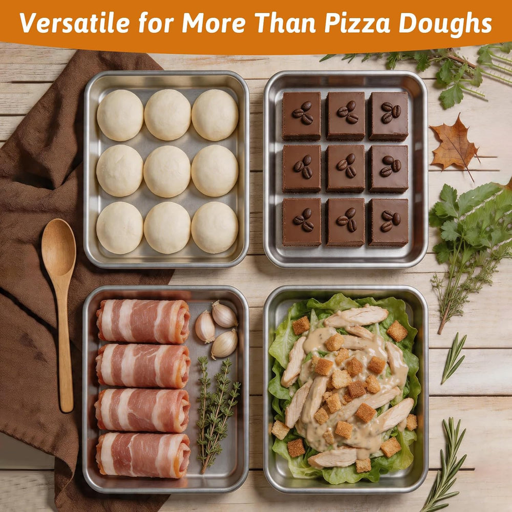 2 Pack Pizza Dough Proofing Box, 6L Large Capacity Stainless Steel Food Stora...