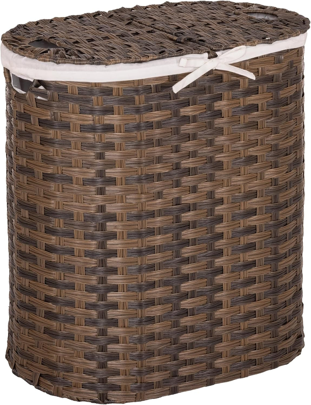 Seville Classics Premium Handwoven Portable Laundry Bin Basket with Carrying ...