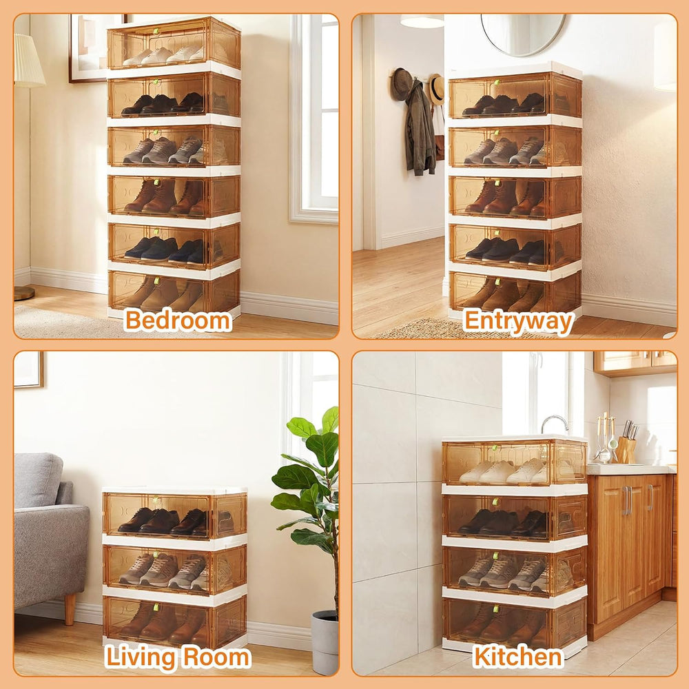 Shoe Rack Organizer for Entryway/Closet,Stackable Magnetic-Door Shoe Boxes,Fo...