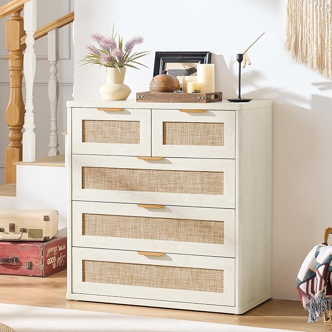 LEYAOYAO White Dresser for Bedroom, 33.5" Tall Chest of Drawers, Modern 5 - Image 9