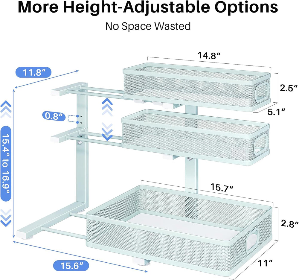Under Sink Organizer, 3-Tier Thickened Metal Pull out Cabinet Organizer Shelf...