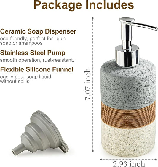 Ceramic Soap Dispenser Set for Hand Soap, Dish Soap, Conditioner, Bathroom & - Image 2