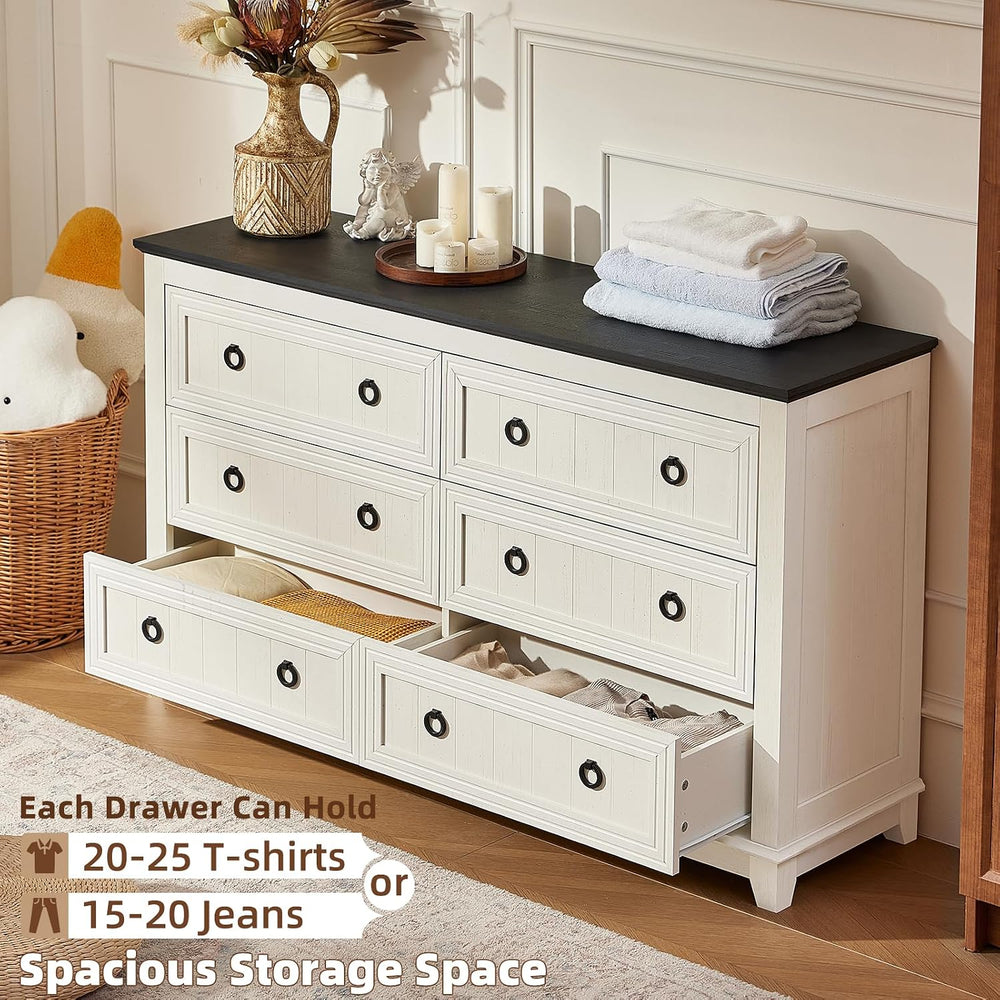 Joaxswe 54'' Dresser for Bedroom, Farmhouse 6 Drawers Dressers