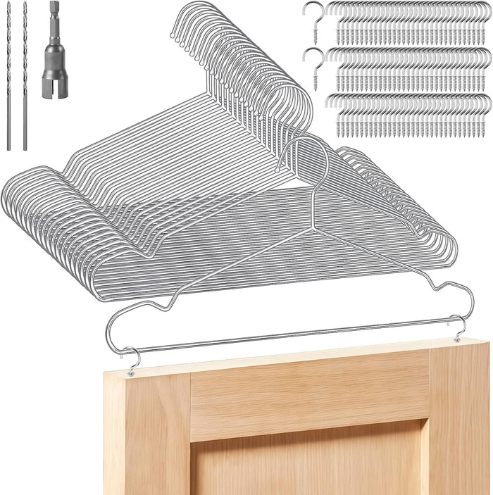 20 Pack Cabinet Door Hangers for Spray Painting & Paint Drying - Complete Kit with 20 Stainless Steel Hangers, 100 Screw-in Cup Hooks, 2 Drill Bits, and 1 Wing Nut Driver Bit, 15.75 Inch