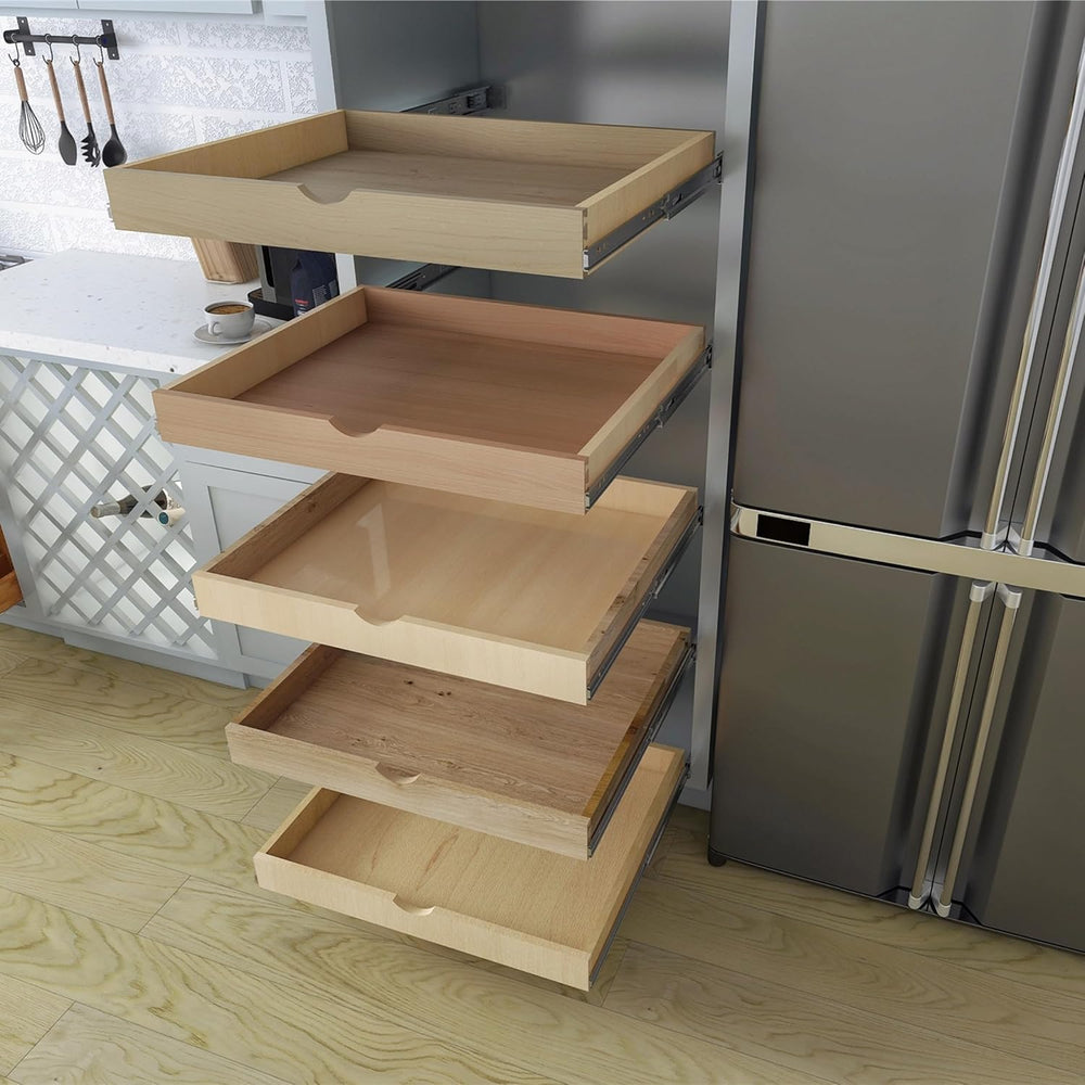 Solid Wood Pull Out Drawer 27" W × 21" D for Kitchen Cabinets, Roll...