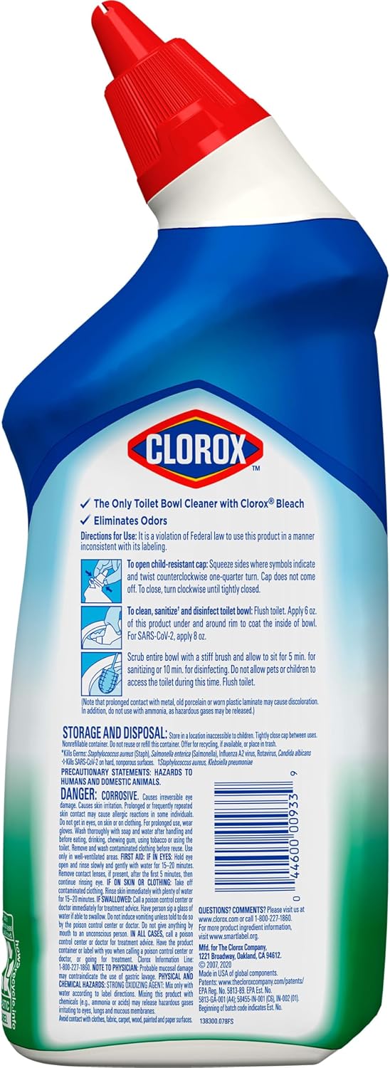 Clorox Toilet Bowl Cleaner Bleach, Fresh Breeze Scent 24 Ounces (Package May Vary)