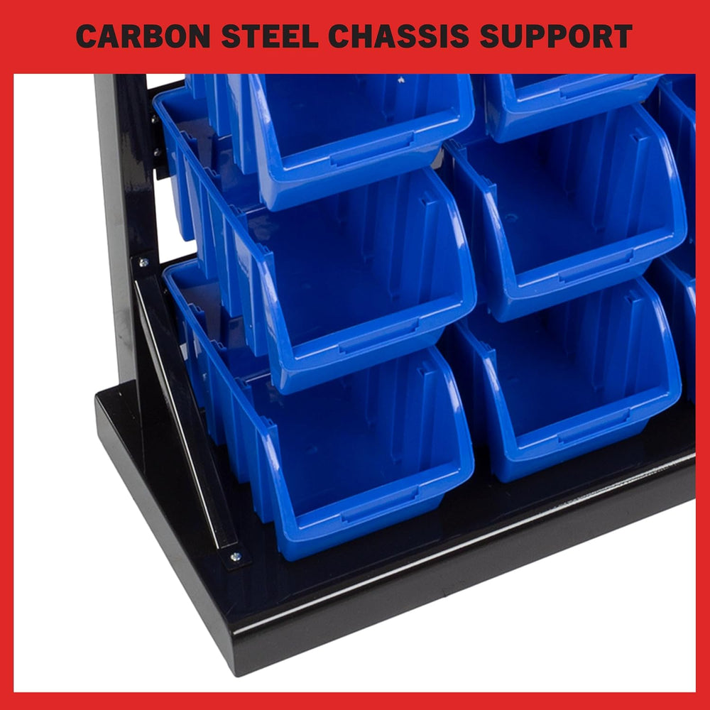 47-Bin Garage Organization Rack (15 Large, 32 Small) - Tabletop or Wall Mount...